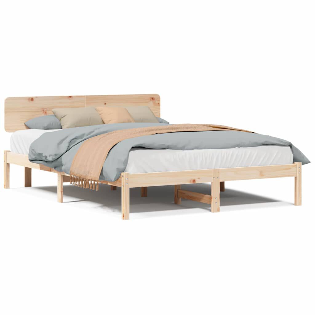 vidaXL Σκελετός Κρεβατιού Φυσικό 150 x 200 cm Μασίφ ξύλο πεύκου