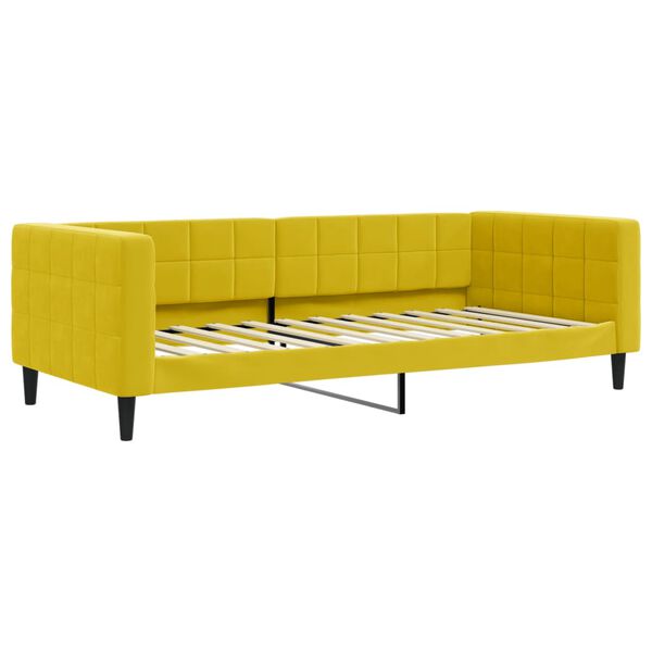 vidaXL Καναπές Κρεβάτι Συρόμενος Κίτρινος 90x200εκ Βελούδινος Συρτάρια