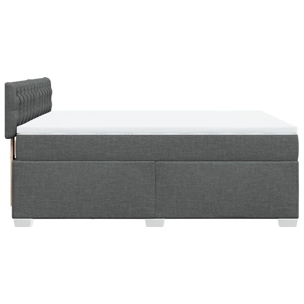 vidaXL Κρεβάτι Boxspring με Στρώμα Σκούρο Γκρι 140x200 εκ Υφασμάτινο
