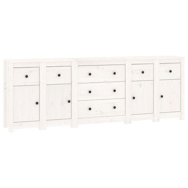 vidaXL Ντουλάπι Λευκό 230 x 35 x 80 εκ. από Μασίφ Ξύλο Πεύκου