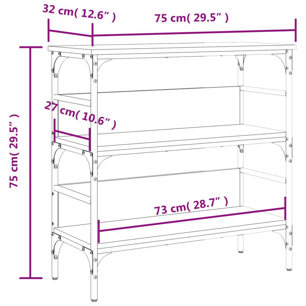 vidaXL Τραπέζι Κονσόλα Γκρι Sonoma 75x32x75 εκ. Επεξεργασμένο Ξύλο