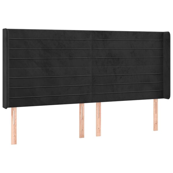 vidaXL Κεφαλάρι Κρεβατιού LED Μαύρο 183x16x118/128 εκ. Βελούδινο