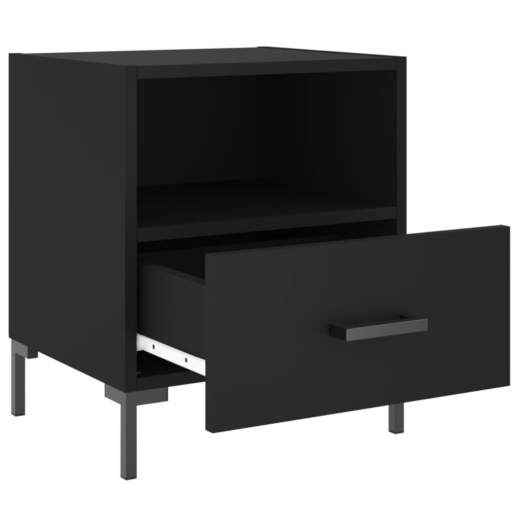 vidaXL Κομοδίνα 2 τεμ. Μαύρα 40 x 35 x 47,5 εκ. από Επεξεργασμένο Ξύλο