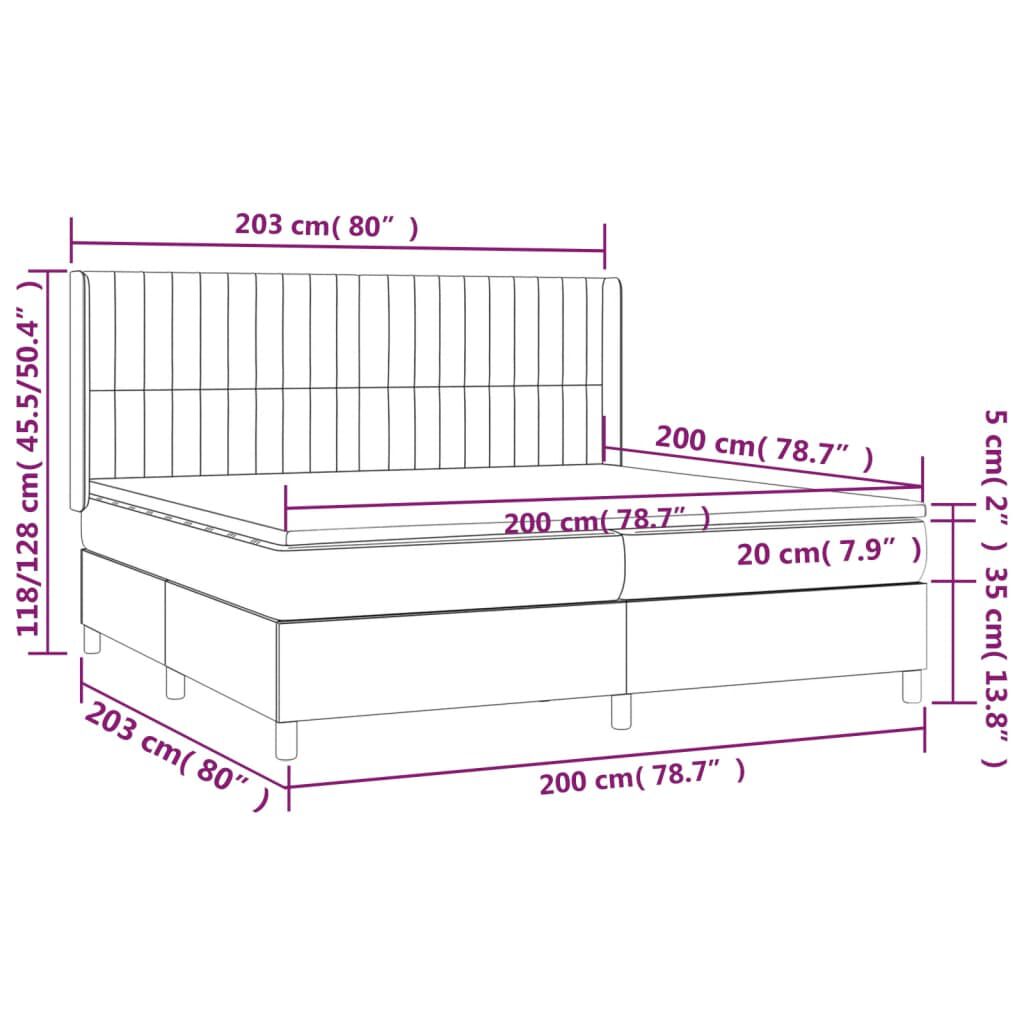 vidaXL Κρεβάτι Boxspring με Στρώμα Μαύρο 200x200 εκ. Βελούδινο
