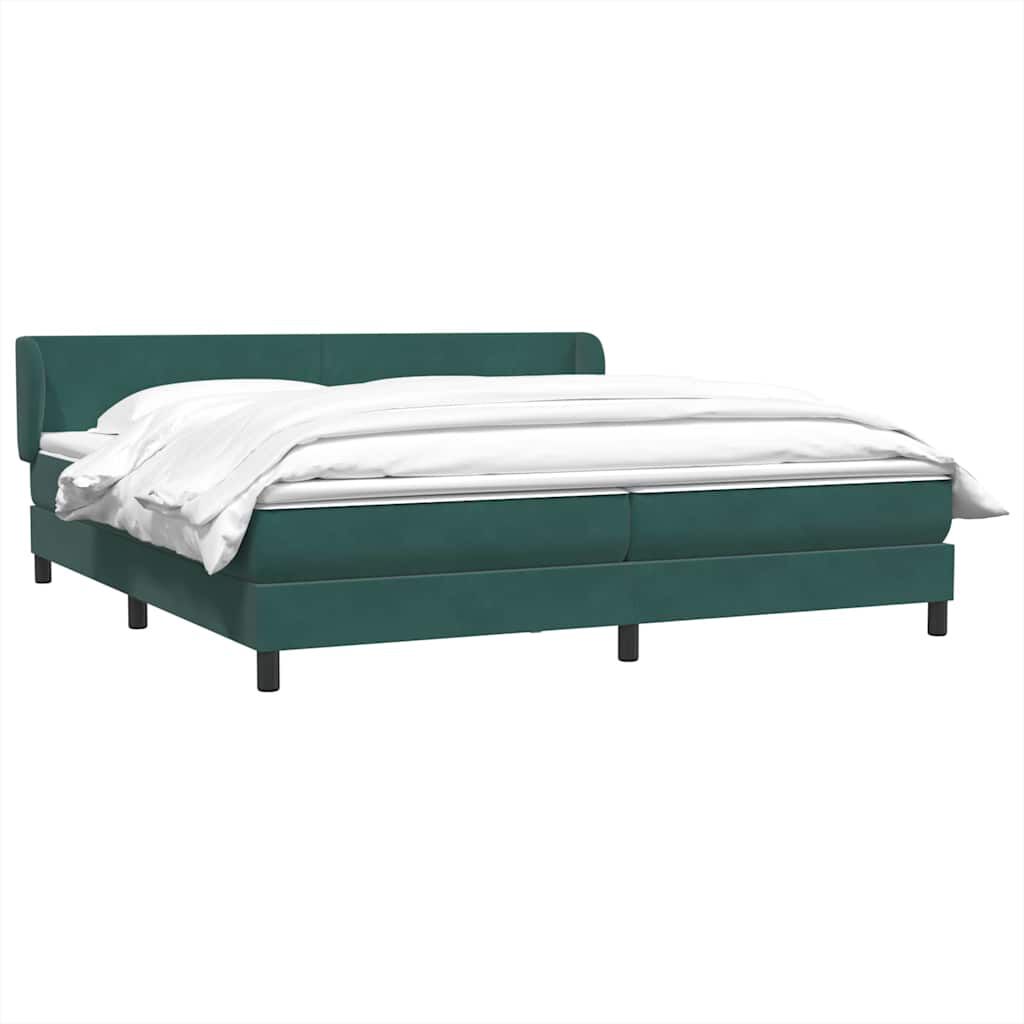 vidaXL Box Spring Κρεβάτι με στρώματα Σκούρο πράσινο Βελούδινο