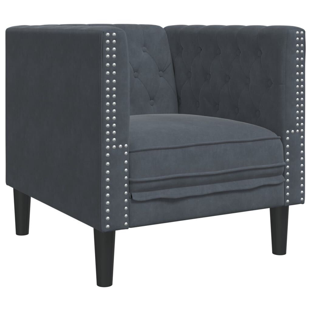 vidaXL Πολυθρόνα Chesterfield Σκούρο Γκρι Βελούδινη