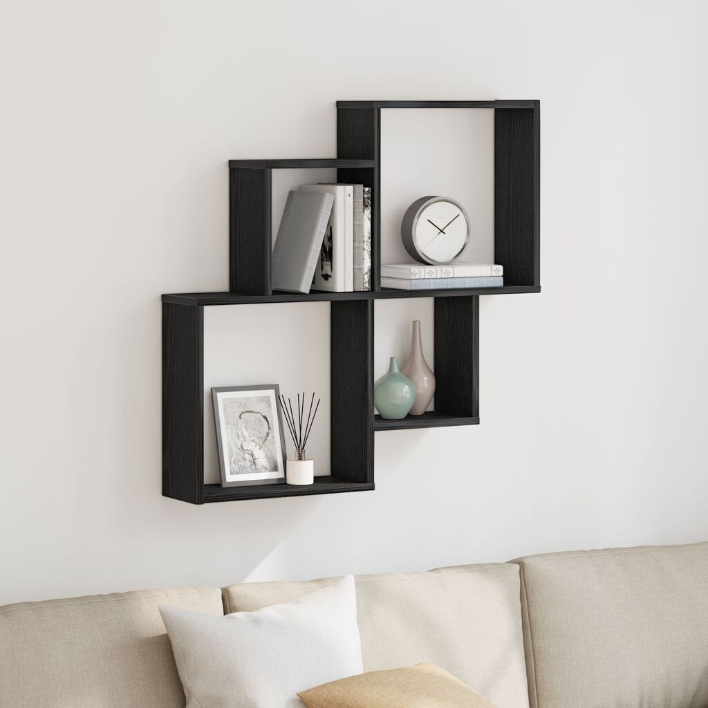 vidaXL Ντουλάπα Τοίχου Μαύρο Δρυς 80x15x78,5 εκ Από Επεξεργασμένο Ξύλο