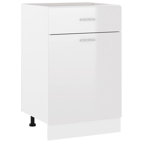 vidaXL Ντουλάπι με Συρτάρι Γυαλιστερό Λευκό 50x46x81,5 εκ. Επεξ. Ξύλο