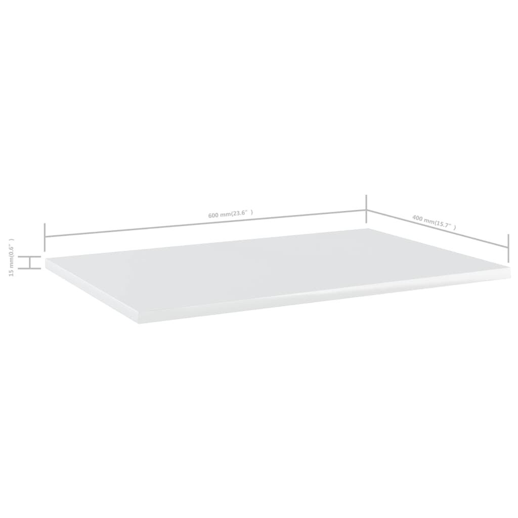 vidaXL Ράφια Βιβλιοθήκης 8 τεμ. Γυαλ. Λευκό 60x40x1,5 εκ. Μοριοσανίδα