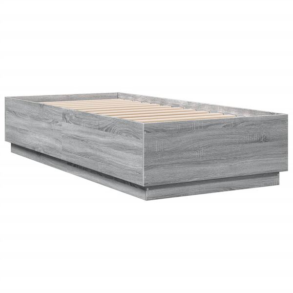 vidaXL Πλαίσιο Κρεβατιού με LED Γκρι Sonoma 90x200 εκ. Επεξεργ. Ξύλο