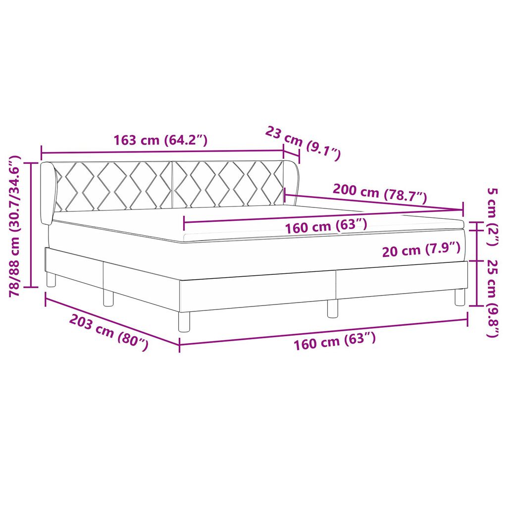 κρεβάτι Box Spring με στρώμα vidaXL Ροζ 160x200 εκ. βελούδο