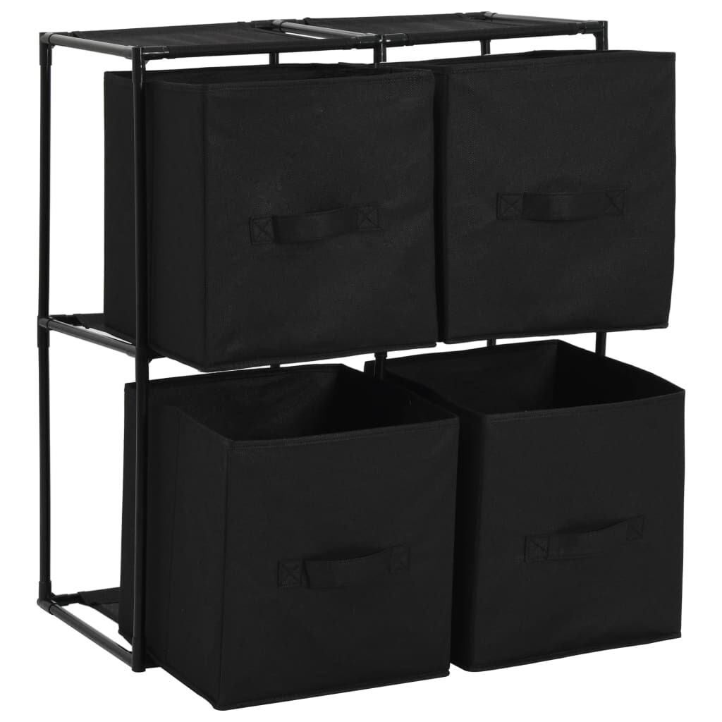 vidaXL Ντουλάπι με 4 Υφασμάτινα Καλάθια Μαύρο 63x30x71 εκ. από Ατσάλι