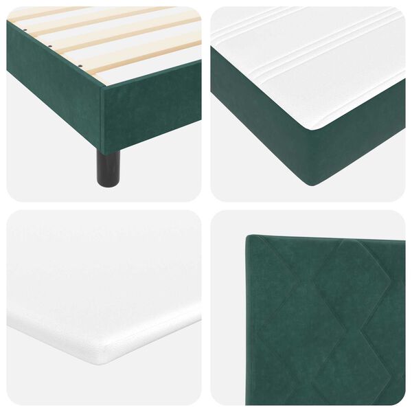 vidaXL Κρεβάτι Box Spring με Στρώμα Σκούρο Πράσινο 200x200 εκ Βελούδο