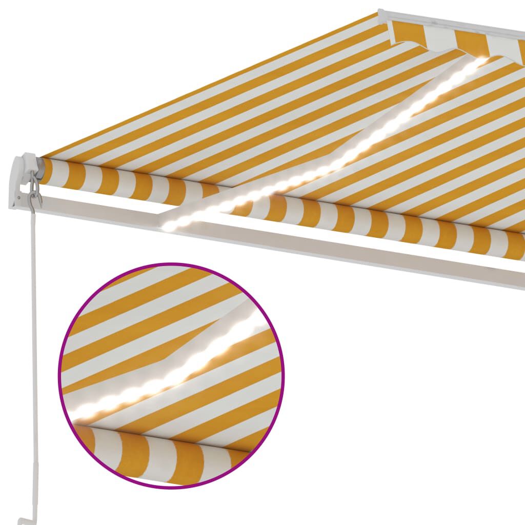 vidaXL Τέντα Συρόμενη Χειροκίνητη με LED Κίτρινο / Λευκό 600x350 εκ.