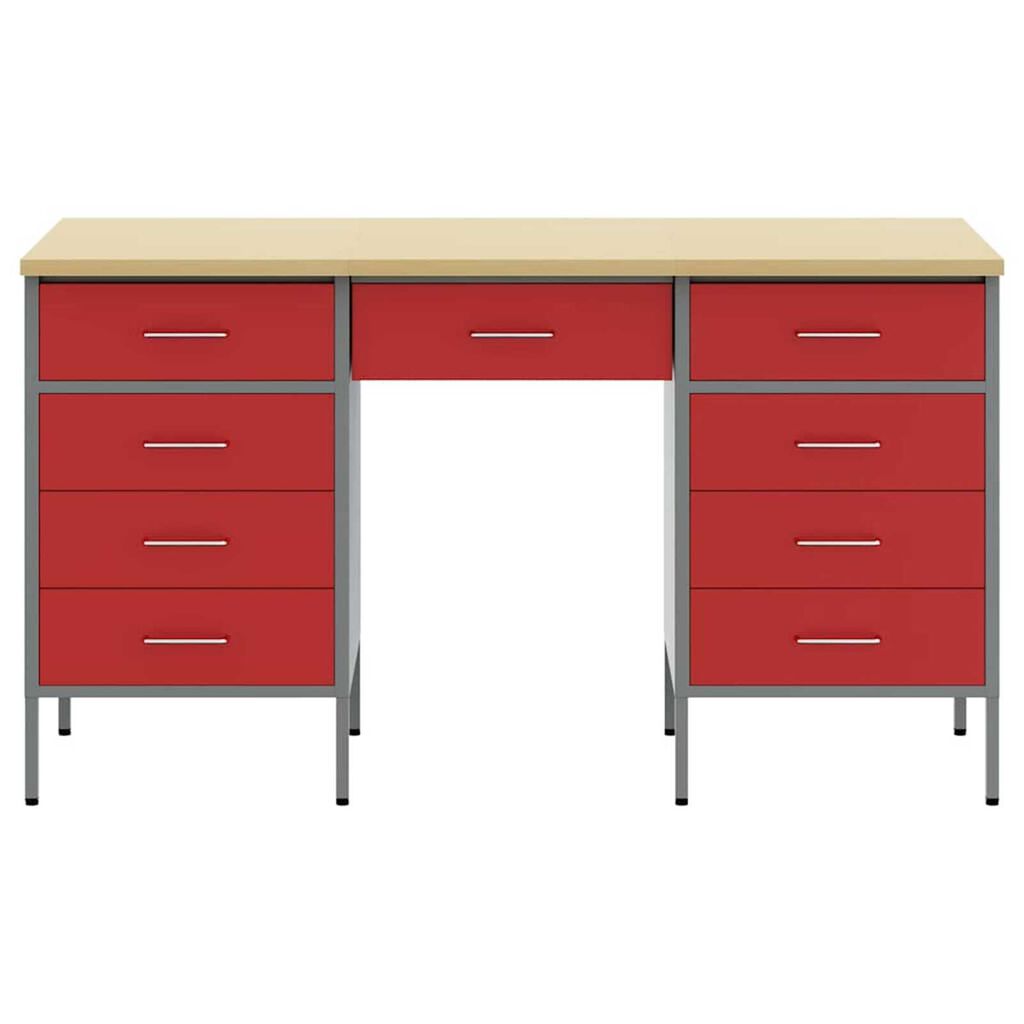 vidaXL Ντουλάπα Εργασίας με συρτάρι 3 pcs Κόκκινο 150 x 55 x 85 εκ