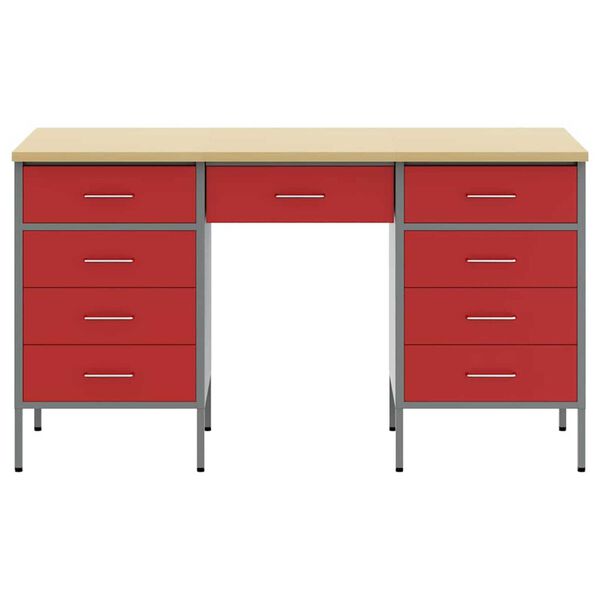 vidaXL Ντουλάπα Εργασίας με συρτάρι 3 pcs Κόκκινο 150 x 55 x 85 εκ