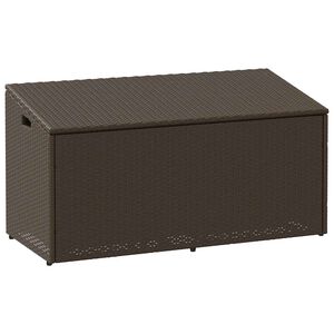 vidaXL Κήπος κουτί αποθήκευσης καφέ 110x50x58 cm Poly Rattan