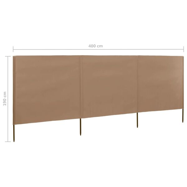 vidaXL Προστατευτικό Αέρα με 3 Πάνελ Taupe 400 x 160 εκ. Υφασμάτινο