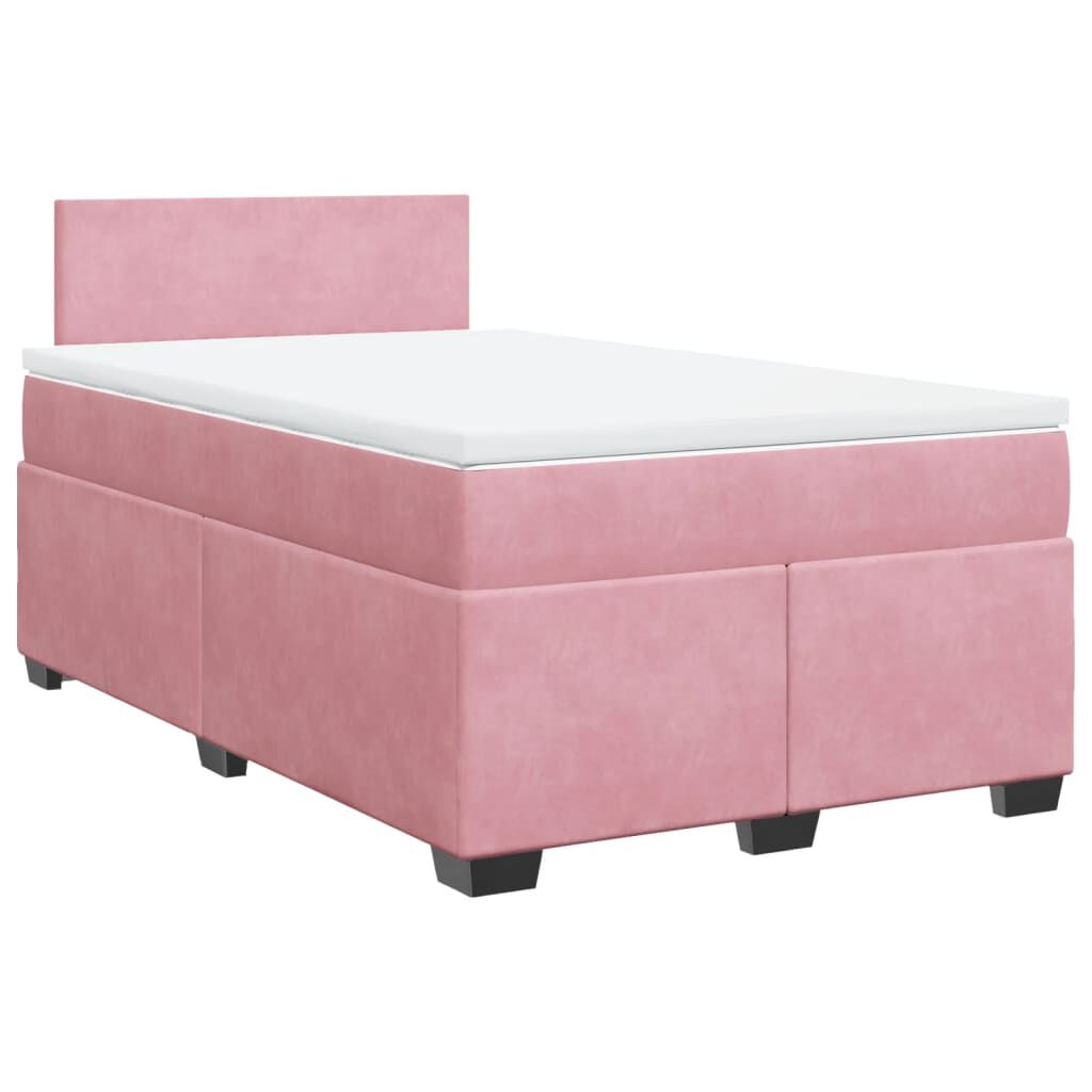 vidaXL Κρεβάτι Boxspring με Στρώμα Ροζ 120x200 εκ. Βελούδινο
