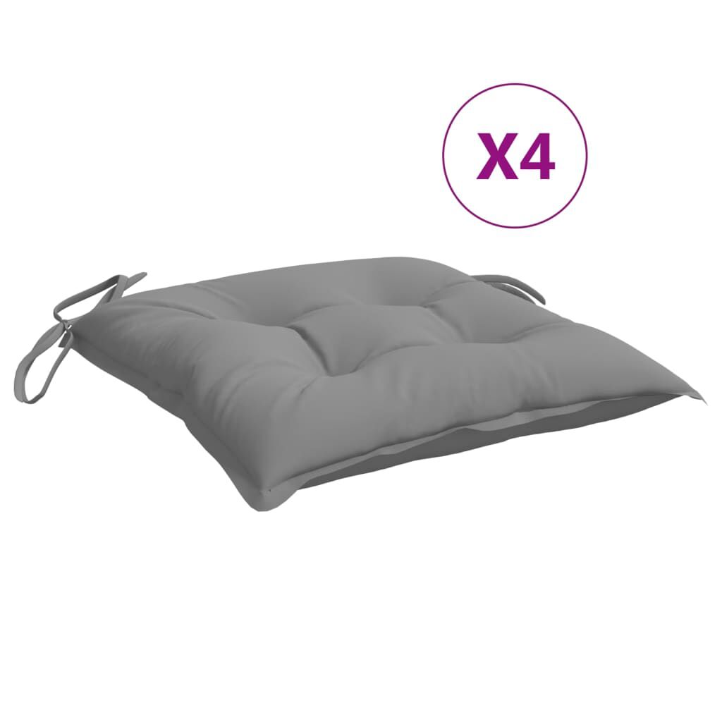 vidaXL Μαξιλάρια Καρέκλας Κήπου 4 τεμ. Γκρι 40x40x7 εκ. Υφασμάτινα