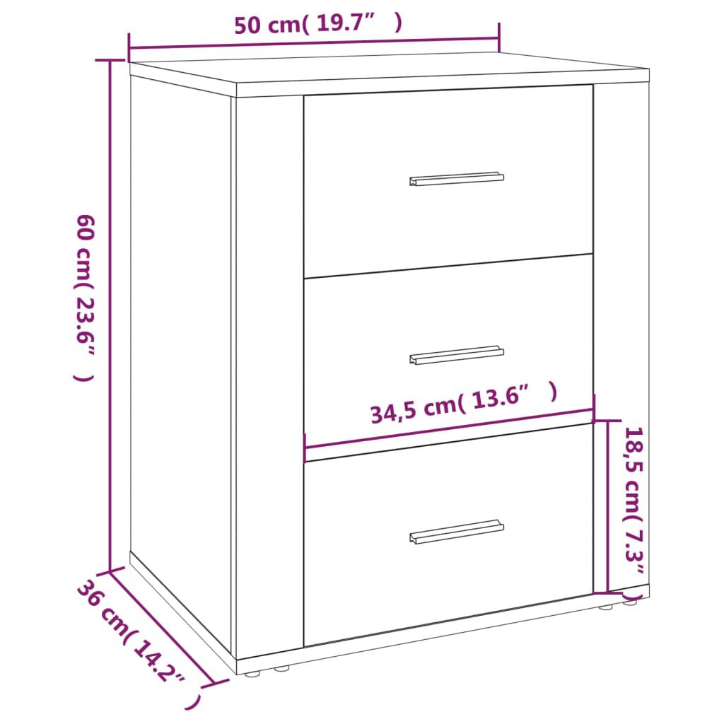 vidaXL Κομοδίνο Καπνιστή Δρυς 50x36x60 εκ. από Επεξεργασμένο Ξύλο
