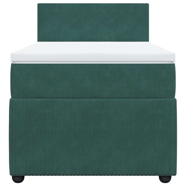 vidaXL Κρεβάτι Boxspring με Στρώμα Σκούρο Πράσινο 90x190 εκ. Βελούδινο