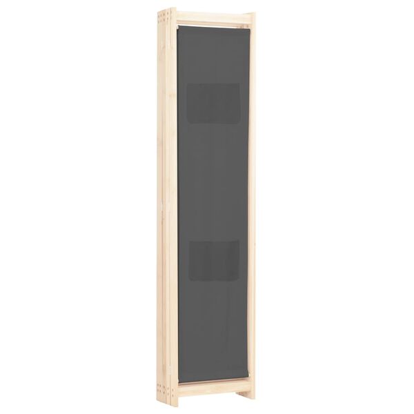 vidaXL Διαχωριστικό Δωματίου με 5 Πάνελ Γκρι 200x170x4 εκ. Υφασμάτινο