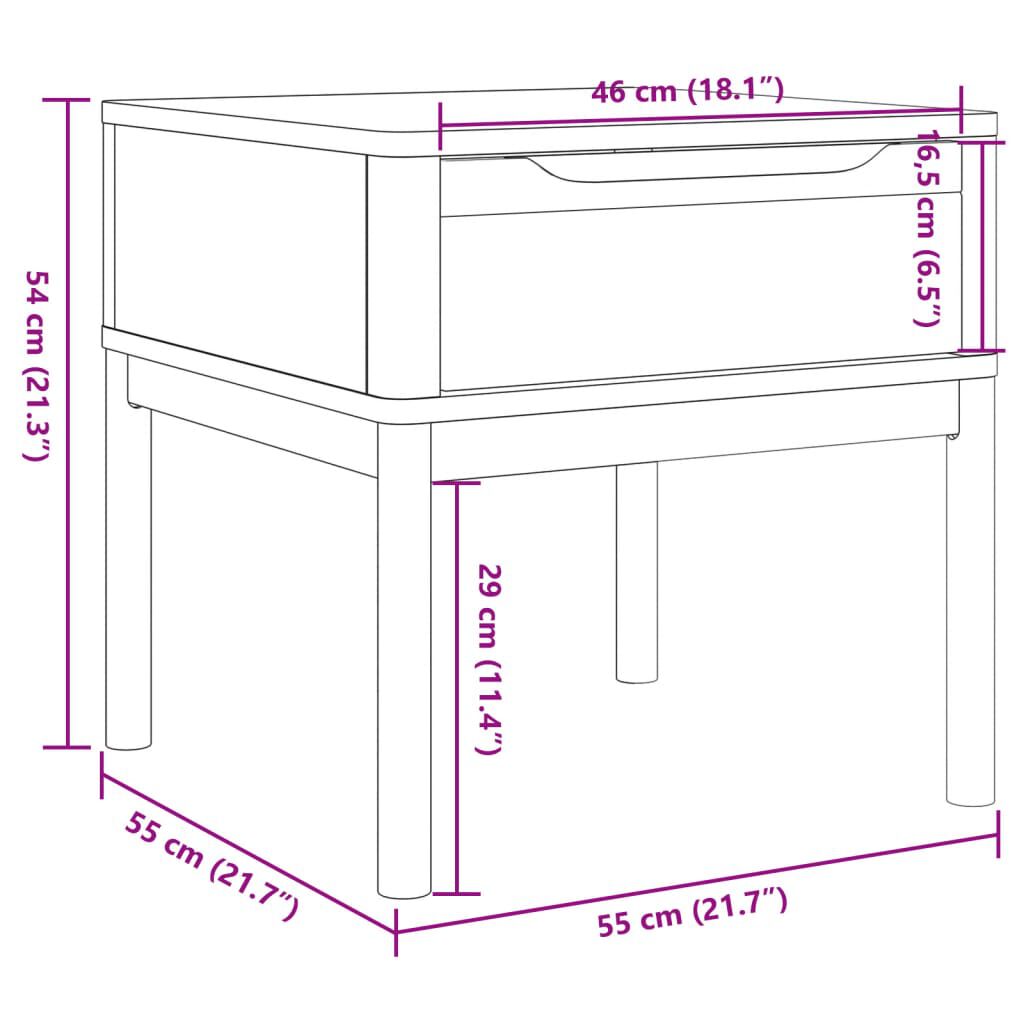vidaXL Τραπεζάκι FLORO Καφέ 55x55x54 εκ. από Μασίφ Ξύλο Πεύκου