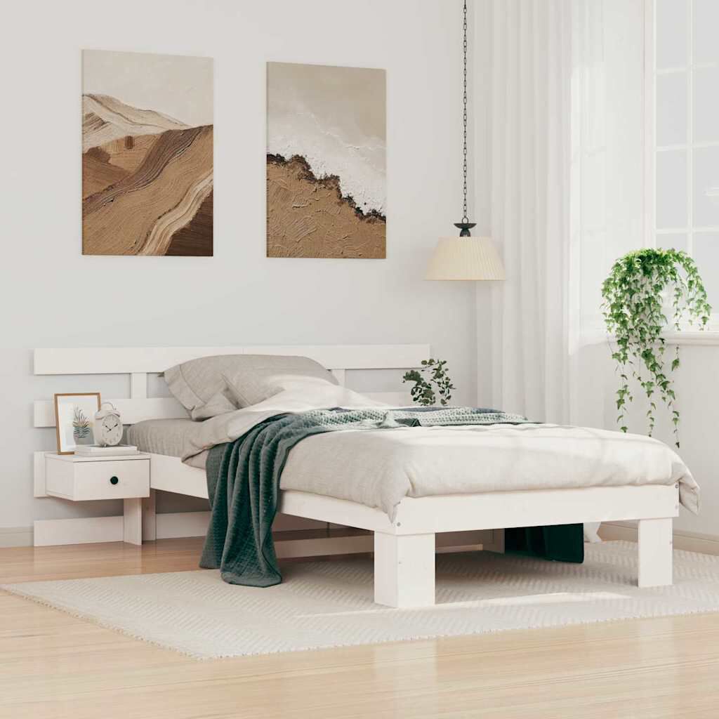 vidaXL Σκελετός Κρεβατιού Λευκό 80 x 200 cm Μασίφ ξύλο πεύκου