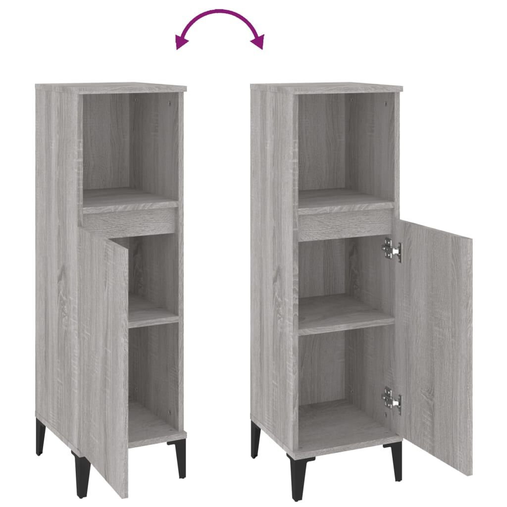 vidaXL Ντουλάπι Μπάνιου Γκρι Sonoma 30x30x100 εκ. Επεξεργασμένο Ξύλο