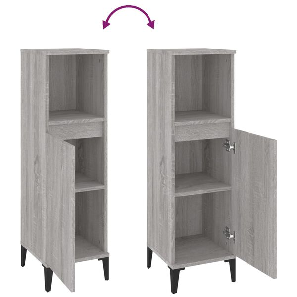 vidaXL Ντουλάπι Μπάνιου Γκρι Sonoma 30x30x100 εκ. Επεξεργασμένο Ξύλο
