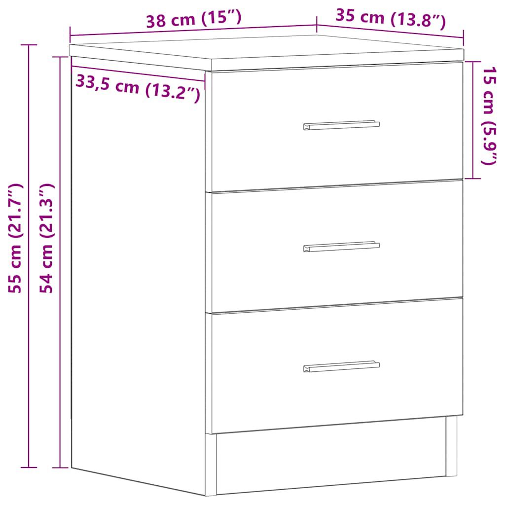 vidaXL Κομοδίνο Χρώμα Sonoma Δρυς 38 x 35 x 56 εκ. από Επεξ. Ξύλο