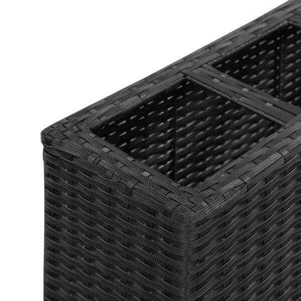 vidaXL Ζαρντινιέρα Υπερυψωμένη 4 Δοχεία Μαύρη 80x22x79 εκ. Συνθ. Ρατάν