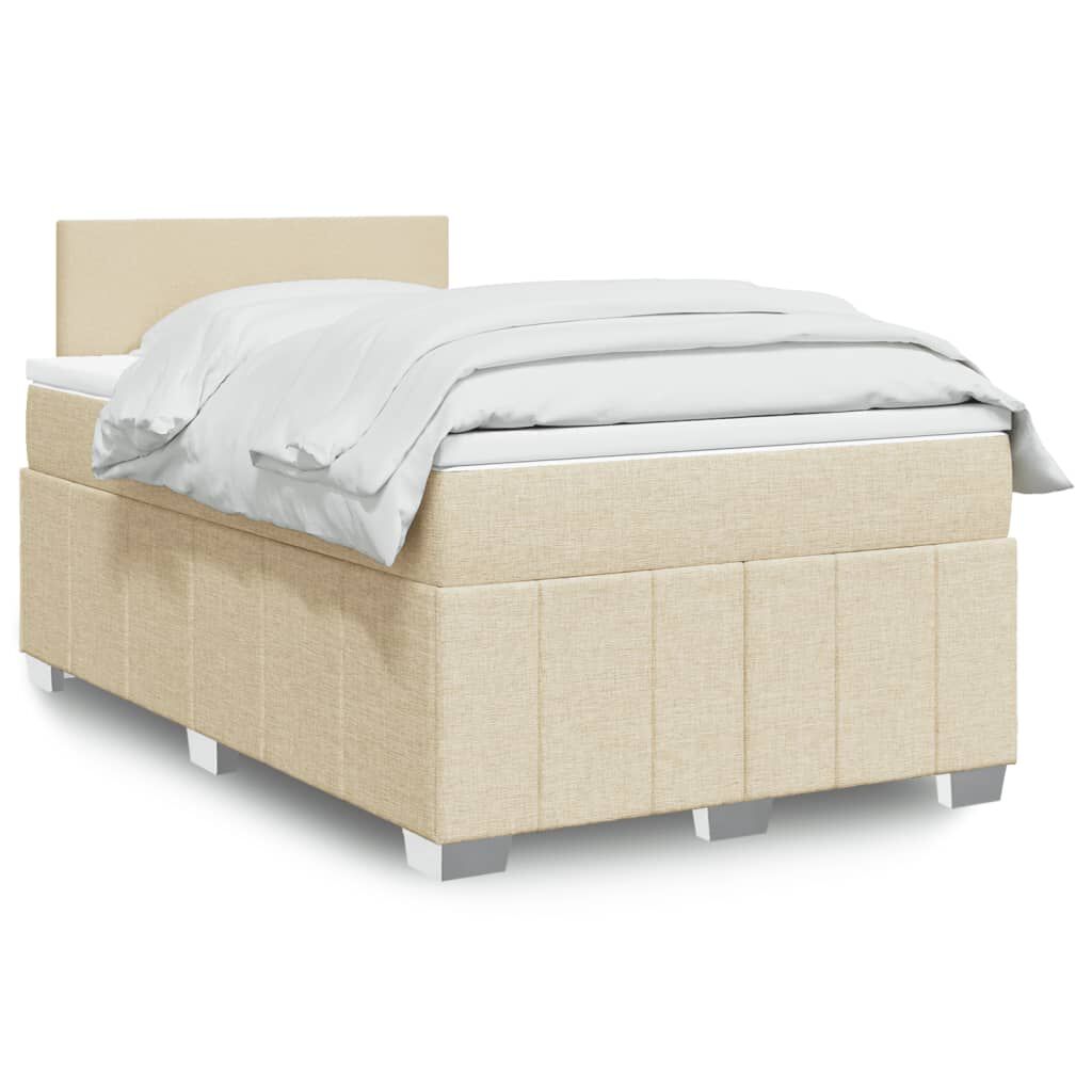 vidaXL Κρεβάτι Boxspring με Στρώμα Κρεμ 120x190 εκ. Υφασμάτινο