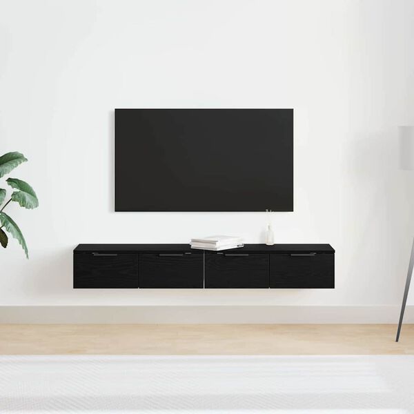 vidaXL Ντουλάπα τοίχου με συρτάρι 2 pcs Μαύρη Οξυά 68 x 30 x 20 εκ.