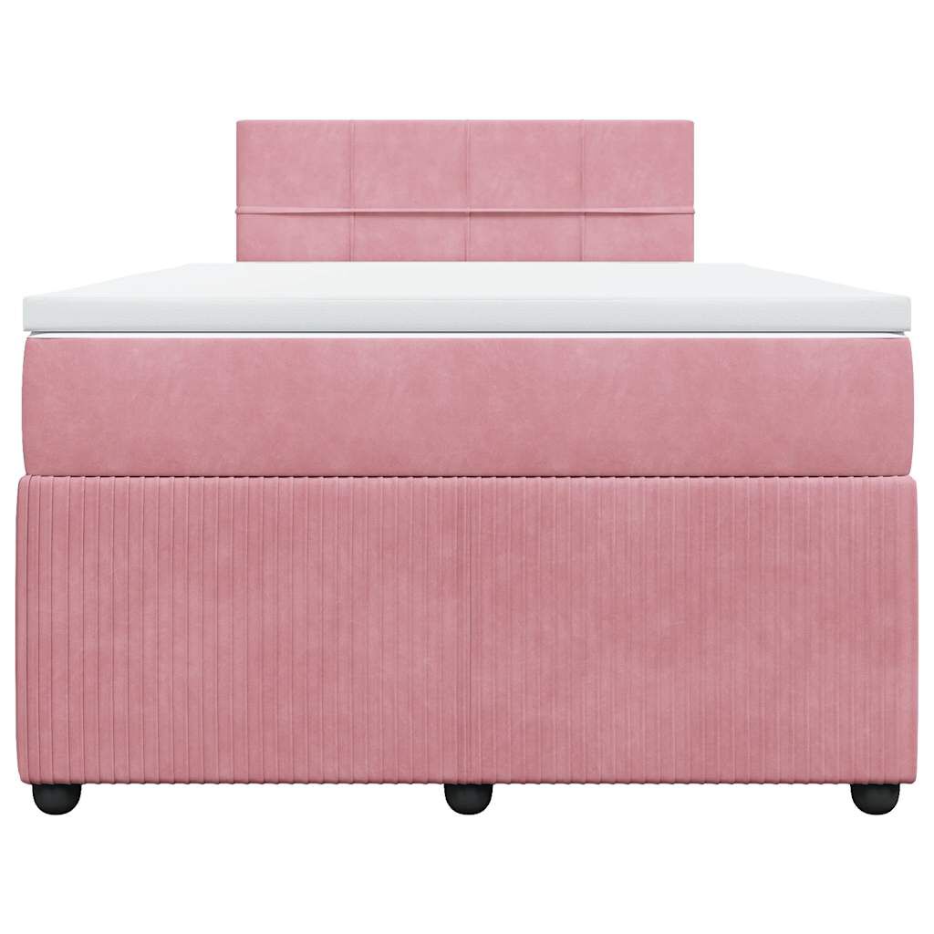 vidaXL Κρεβάτι Boxspring με Στρώμα Ροζ 120x190 εκ. Βελούδινο