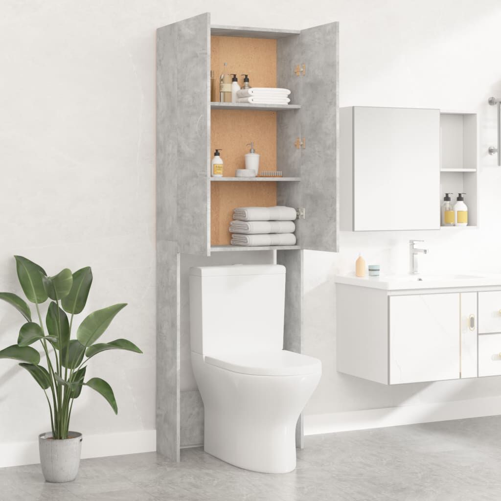 vidaXL Ντουλάπι Πλυντηρίου Γκρι Σκυροδέματος 64 x 25,5 x 190 εκ.
