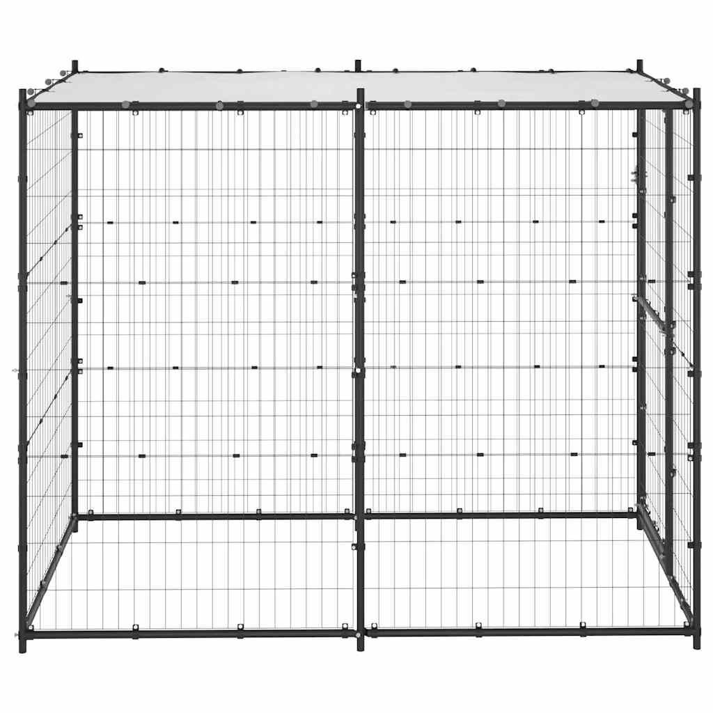 vidaXL Κλουβί Σκύλου Εξ. Χώρου Ατσάλι 110 x 220 x 180 εκ. με Στέγαστρο