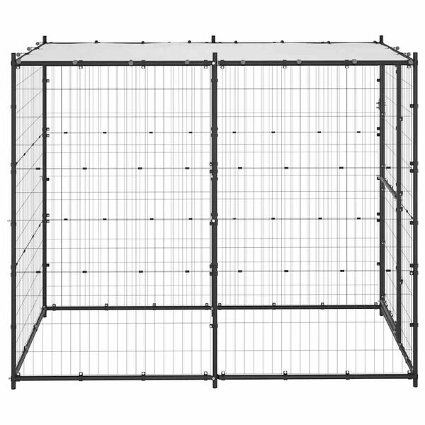 vidaXL Κλουβί Σκύλου Εξ. Χώρου Ατσάλι 110 x 220 x 180 εκ. με Στέγαστρο
