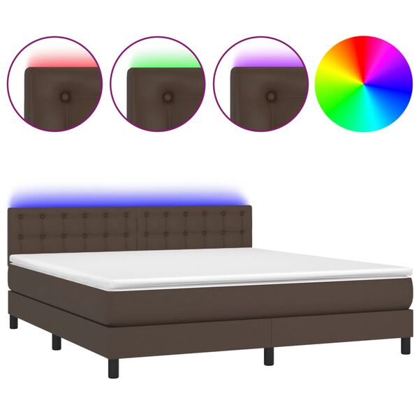 vidaXL &Kappa;&rho;&epsilon;&beta;ά&tau;&iota; Boxspring &mu;&epsilon; &Sigma;&tau;&rho;ώ&mu;&alpha; & LED &Kappa;&alpha;&phi;έ 160x200 &epsilon;&kappa;. &Sigma;&upsilon;&nu;&theta;. &Delta;έ&rho;&mu;&alpha;