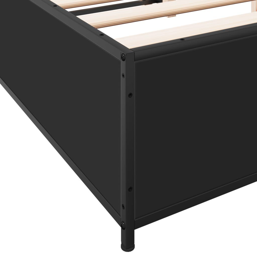 vidaXL Πλαίσιο Κρεβατιού Μαύρο 120x200 εκ. Επεξ. Ξύλο & Μέταλλο