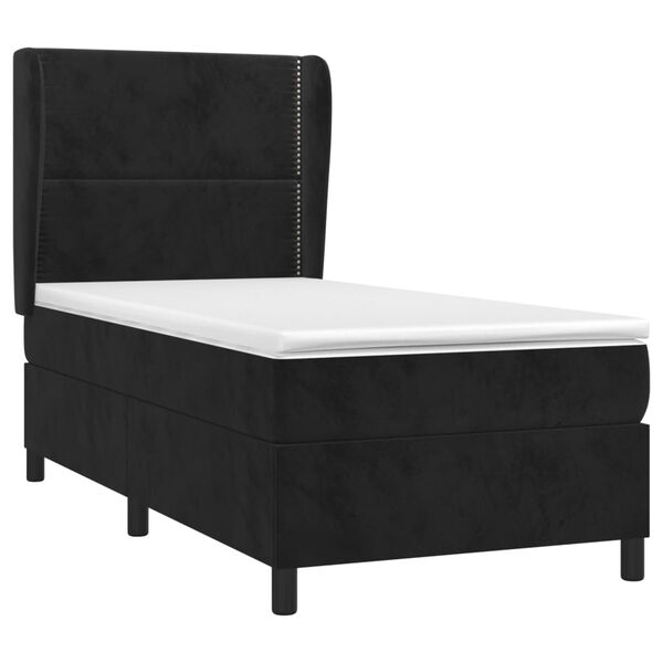 vidaXL Κρεβάτι Boxspring με Στρώμα Μαύρο 80 x 200 εκ. Βελούδινο