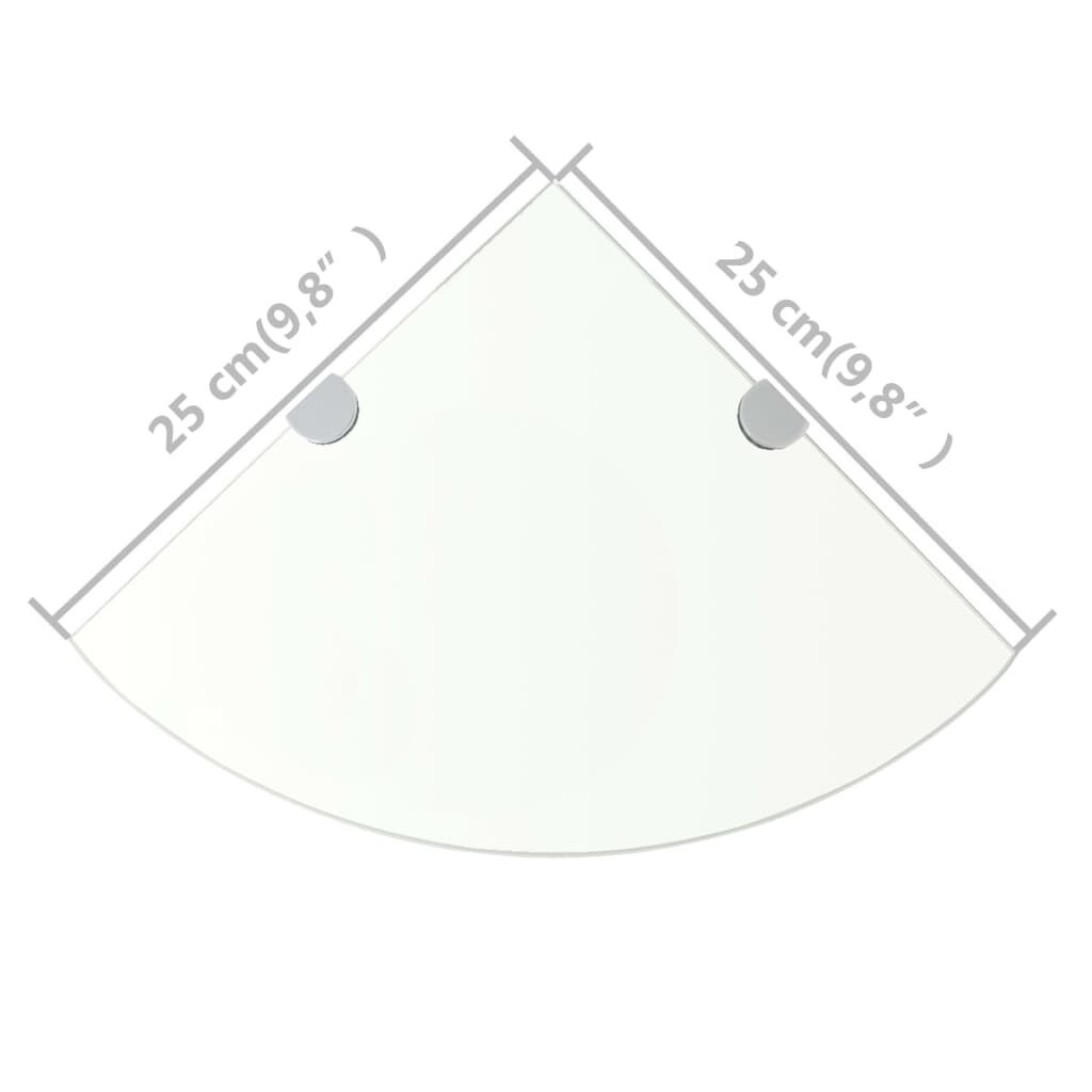 vidaXL Ράφια Γωνία 2 τεμ Διάφανα 25x25 εκ Γυάλινα + Στηρίγματα Χρωμίου