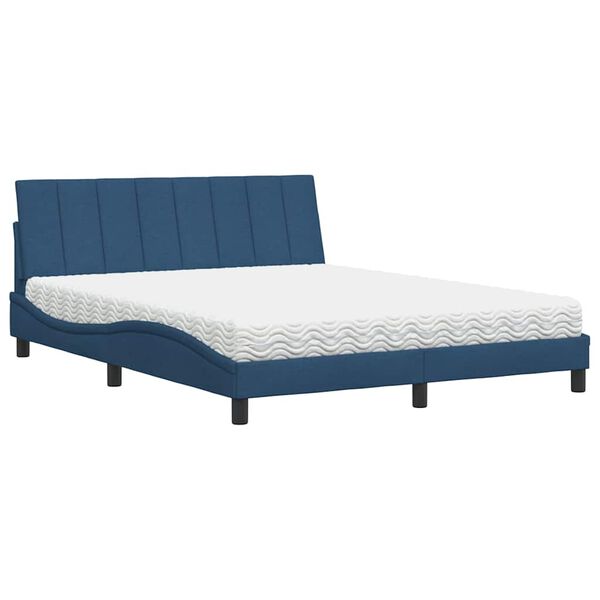vidaXL Κρεβάτι Μπλε 160x200 εκ. Υφασμάτινο
