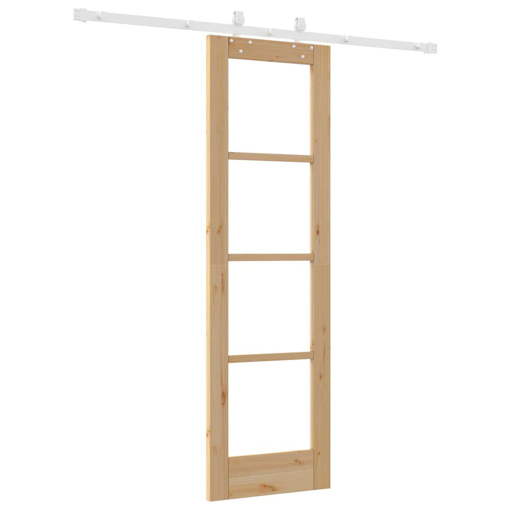 vidaXL Συρόμενη Πόρτα Καφέ 61 x 198.5 εκ. Ξύλο και μέταλλο