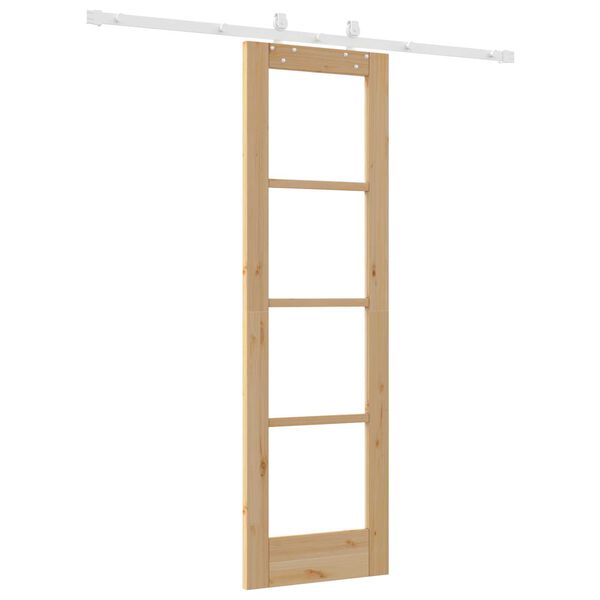 vidaXL Συρόμενη Πόρτα Καφέ 61 x 198.5 εκ. Ξύλο και μέταλλο