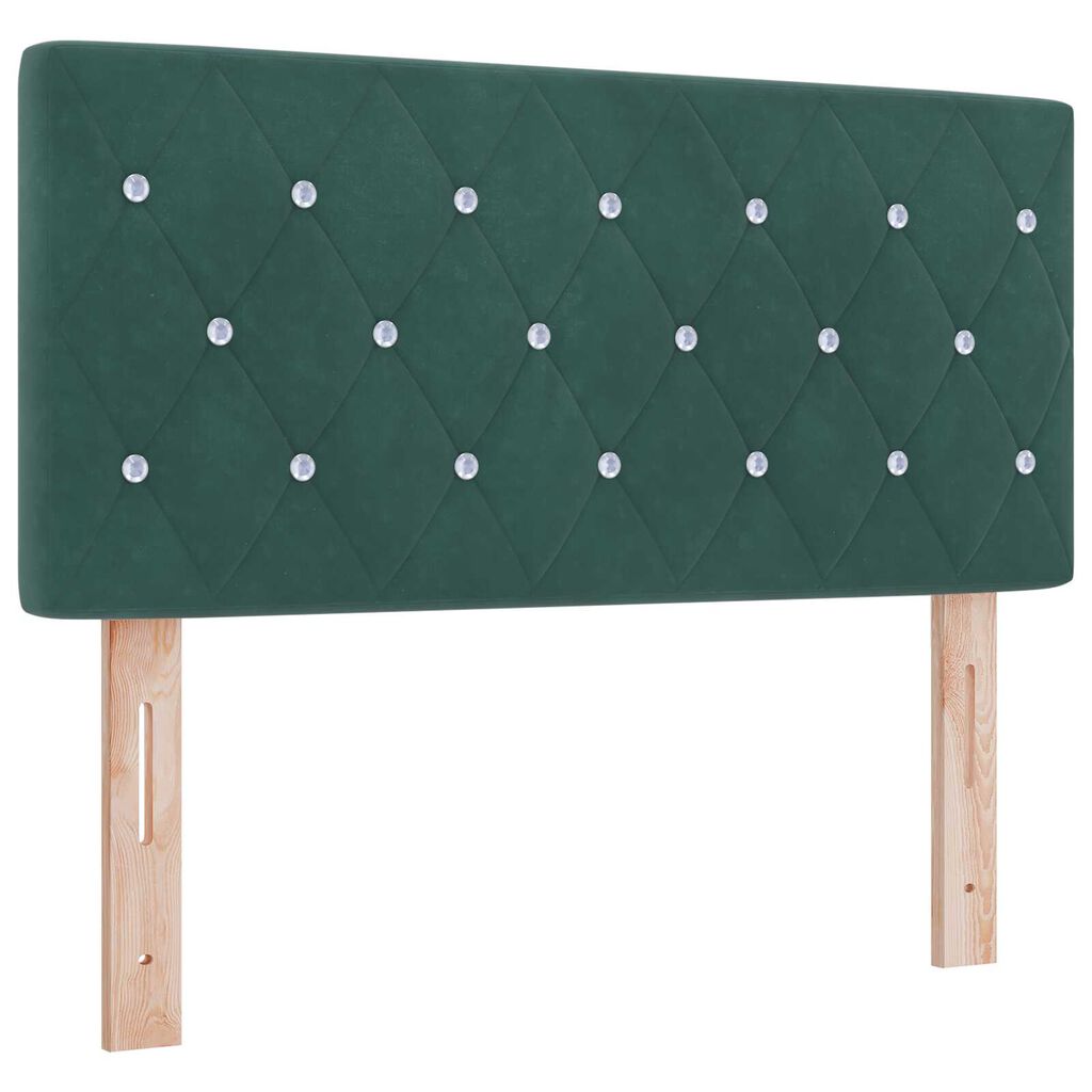 κρεβάτι box spring με μαξιλάρι και LED vidaXL σκούρο πράσινο 90x190 εκ. βελούδο