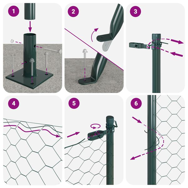 vidaXL Hexagon Fence Πράσινο 0.5x10 μ Χάλυβας
