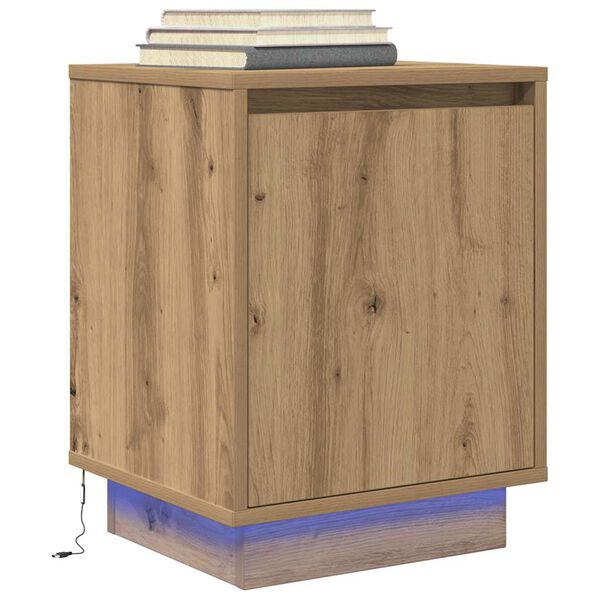 vidaXL &Kappa;&omicron;&mu;&omicron;&delta;ί&nu;&omicron; &mu;&epsilon; &phi;ώ&tau;&alpha; LED Artisan Oak 38x34x50 cm
