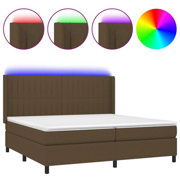 vidaXL &Kappa;&rho;&epsilon;&beta;ά&tau;&iota; Boxspring &mu;&epsilon; &Sigma;&tau;&rho;ώ&mu;&alpha; & LED &Sigma;&kappa;.&Kappa;&alpha;&phi;έ 200x200&epsilon;&kappa;. &Upsilon;&phi;&alpha;&sigma;&mu;ά&tau;&iota;&nu;&omicron;